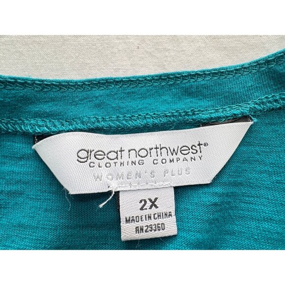 Great Northwest V-Neck Tops Womens Plus 2X Black Teal Short Sleeve T-Shirt Lot - Picture 4 of 14